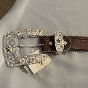 Women’s genuine Leather Rodeo Belt with Silver Buckle